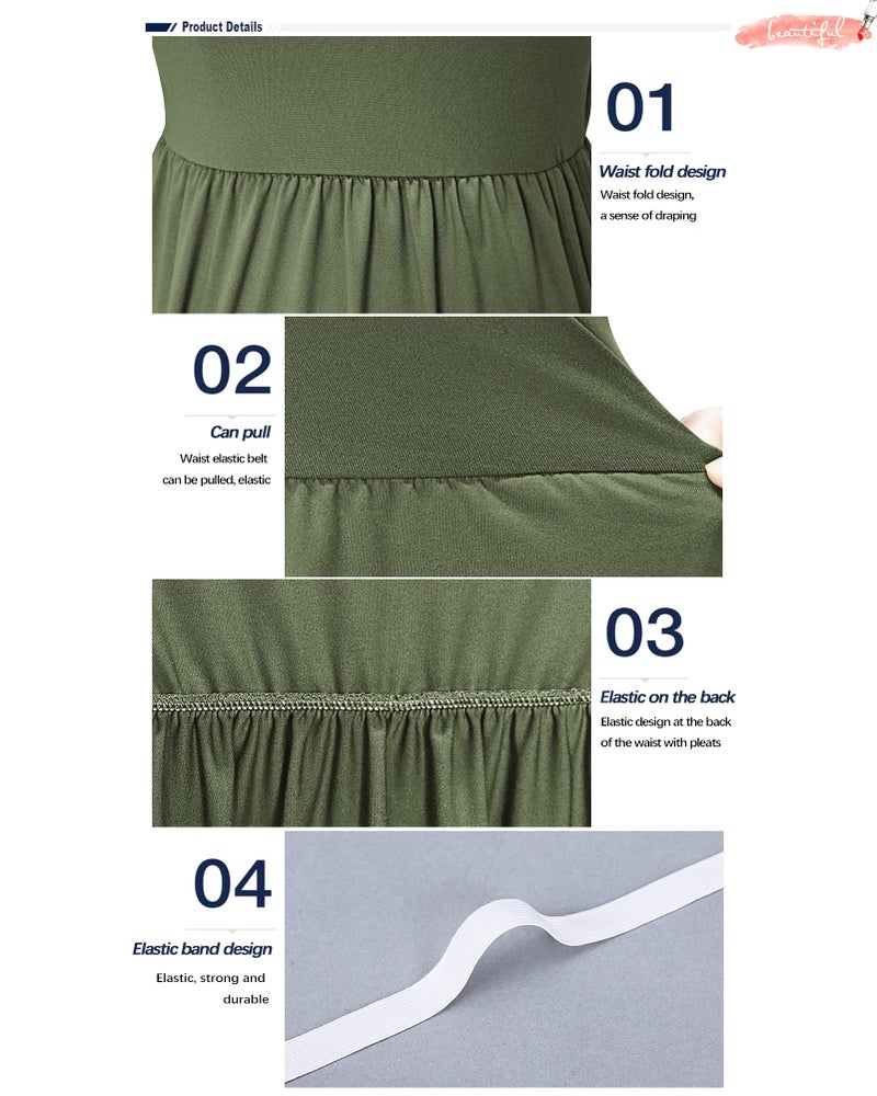 AUSELILY Women's Long Sleeve Dress Loose Plain Long Casual Maxi Dresses with Pockets 2026 New Army Green M - Image 3